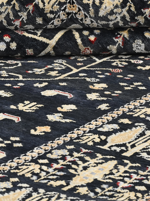 Tarev Hand-Knotted Wool & Bamboo Silk Persian Rug - Black