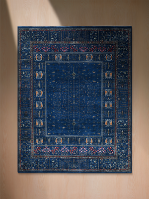 Tarev Hand-Knotted Wool & Bamboo Silk Persian Rug - Royal Blue