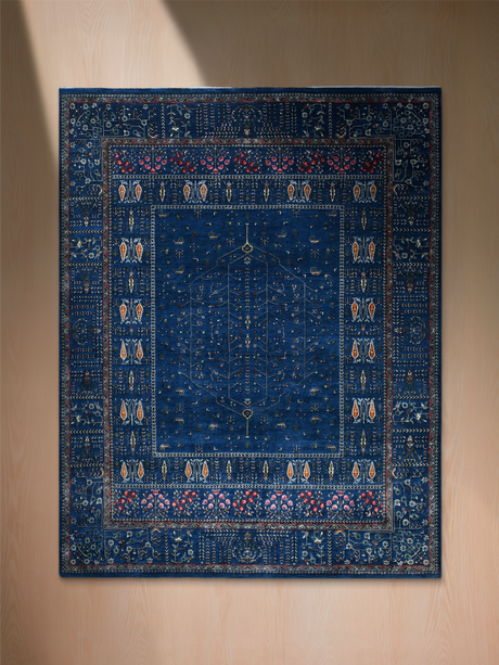 Tarev Hand-Knotted Wool & Bamboo Silk Rug - Royal Blue