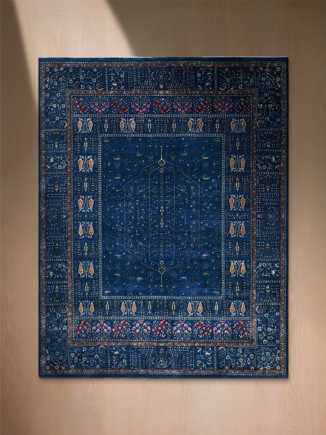 Tarev Hand-Knotted Wool & Bamboo Silk Rug - Royal Blue