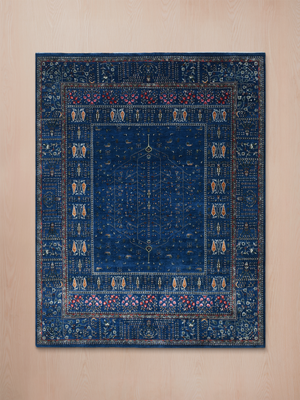 Tarev Hand-Knotted Wool & Bamboo Silk Persian Rug - Royal Blue
