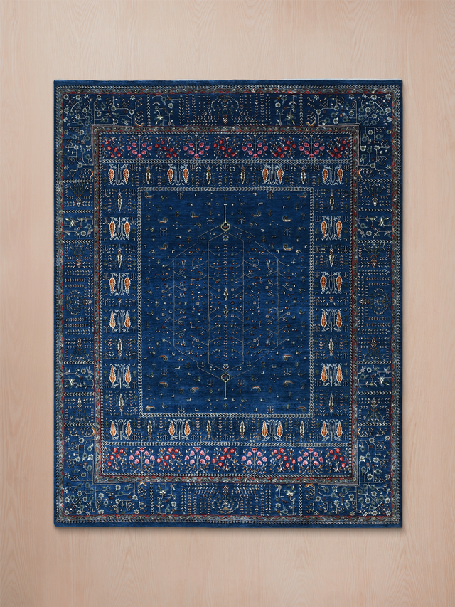 Tarev Hand-Knotted Wool & Bamboo Silk Rug - Royal Blue