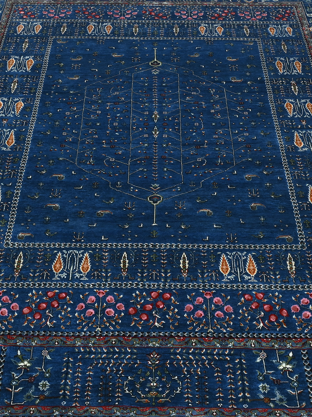 Tarev Hand-Knotted Wool & Bamboo Silk Rug - Royal Blue