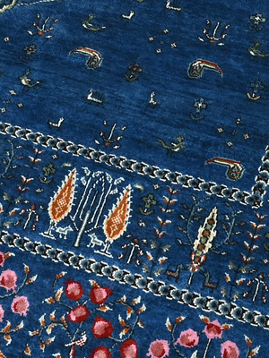 Tarev Hand-Knotted Wool & Bamboo Silk Persian Rug - Royal Blue