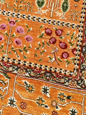 Tarev Hand-Knotted Wool & Bamboo Silk Persian Rug - Orange