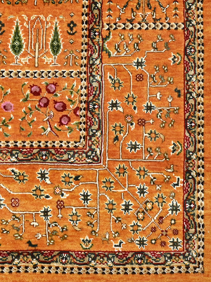 Tarev Hand-Knotted Wool & Bamboo Silk Persian Rug - Orange