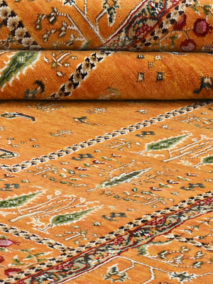 Tarev Hand-Knotted Wool & Bamboo Silk Persian Rug - Orange