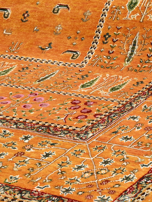 Tarev Hand-Knotted Wool & Bamboo Silk Persian Rug - Orange