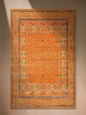 Tarev Hand-Knotted Wool & Bamboo Silk Persian Rug - Orange