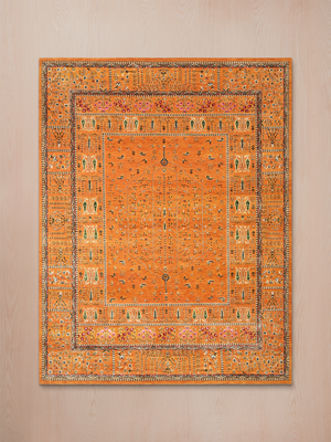 Tarev Hand-Knotted Wool & Bamboo Silk Persian Rug - Orange