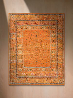 Tarev Hand-Knotted Wool & Bamboo Silk Persian Rug - Orange