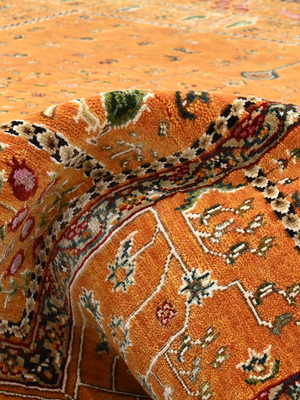 Tarev Hand-Knotted Wool & Bamboo Silk Persian Rug - Orange