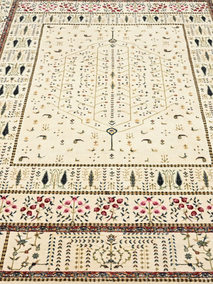 Tarev Hand-Knotted Wool & Bamboo Silk Persian Rug - Off White