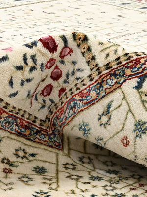 Tarev Hand-Knotted Wool & Bamboo Silk Persian Rug - Off White