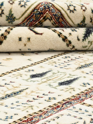 Tarev Hand-Knotted Wool & Bamboo Silk Persian Rug - Off White