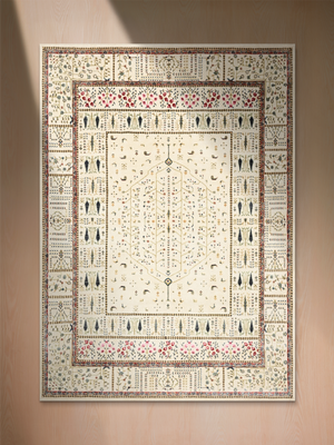 Tarev Hand-Knotted Wool & Bamboo Silk Persian Rug - Off White