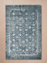 Lurex Hand-Knotted Wool & Bamboo Silk Rug - Teal Blue