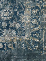 Lurex Hand-Knotted Wool & Bamboo Silk Rug - Teal Blue