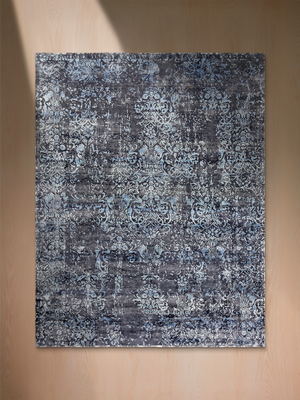 Dorren Hand-knotted Wool & Bamboo Silk Rug - Charcoal