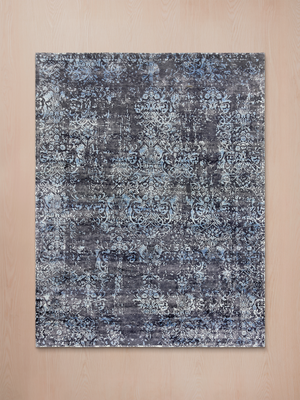 Dorren Hand-knotted Wool & Bamboo Silk Rug - Charcoal