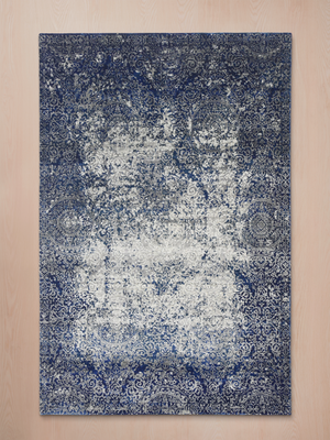 Rylen Hand-knotted Wool & Bamboo Silk Rug - Blue