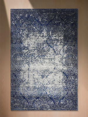 Rylen Hand-knotted Wool & Bamboo Silk Rug - Blue