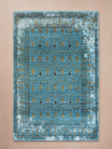 Lurex Hand-Knotted Wool & Bamboo Silk Rug - Turquoise