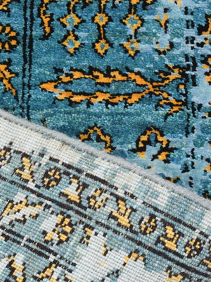 Lurex Hand-Knotted Wool & Bamboo Silk Persian Rug - Turquoise