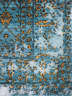 Lurex Hand-Knotted Wool & Bamboo Silk Persian Rug - Turquoise