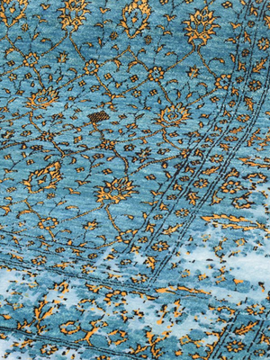 Lurex Hand-Knotted Wool & Bamboo Silk Persian Rug - Turquoise