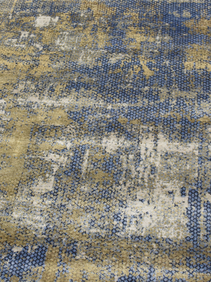 Sorevik Hand-Knotted Wool & Bamboo Silk Abstract Rug - Blue