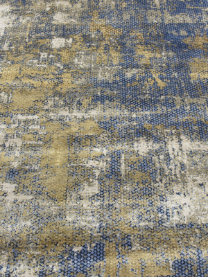 Sorevik Hand-Knotted Wool & Bamboo Silk Abstract Rug - Blue