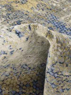 Sorevik Hand-Knotted Wool & Bamboo Silk Abstract Rug - Blue
