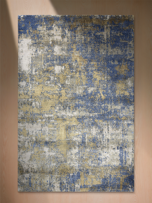 Sorevik Hand-Knotted Wool & Bamboo Silk Abstract Rug - Blue