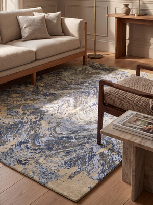 Orsana Hand-Knotted Wool & Bamboo Silk Rug - Blue