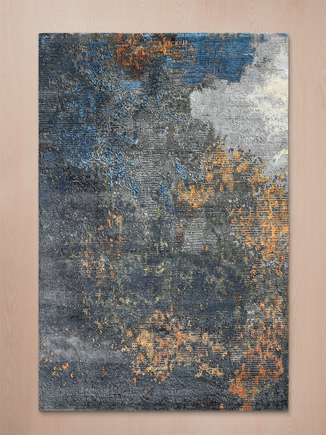 Orvane Hand-Knotted Wool & Bamboo Silk Rug - Charcoal