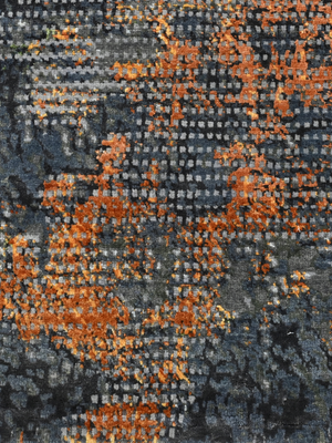 Orvane Hand-Knotted Wool & Bamboo Silk Abstract Rug - Charcoal