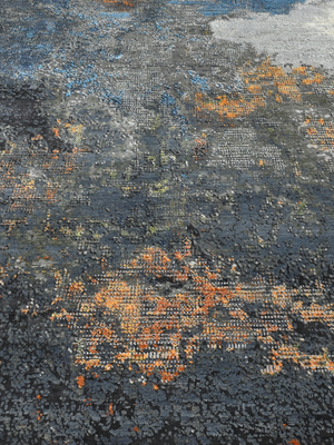 Orvane Hand-Knotted Wool & Bamboo Silk Abstract Rug - Charcoal