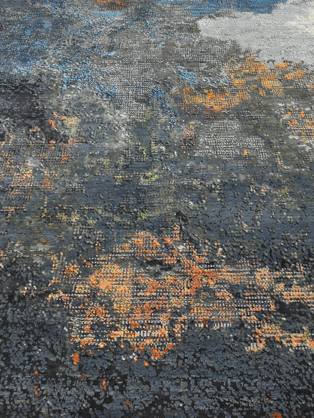 Orvane Hand-Knotted Wool & Bamboo Silk Rug - Charcoal