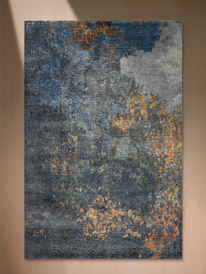 Orvane Hand-Knotted Wool & Bamboo Silk Abstract Rug - Charcoal