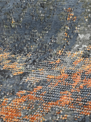 Orvane Hand-Knotted Wool & Bamboo Silk Abstract Rug - Charcoal