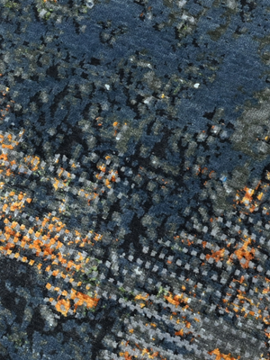 Orvane Hand-Knotted Wool & Bamboo Silk Abstract Rug - Charcoal