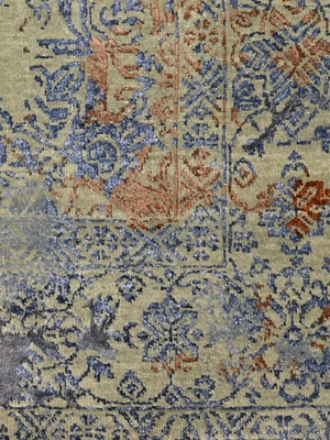 Kairo Hand-knotted Wool & Bamboo Silk Rug - Khaki