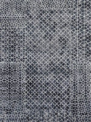 Dravik Hand-Knotted Wool & Bamboo Silk Persian Rug - Charcoal