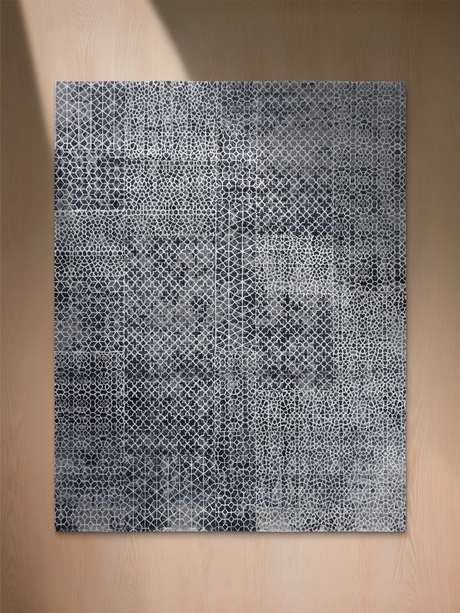 Dravik Hand-Knotted Wool & Bamboo Silk Rug - Charcoal