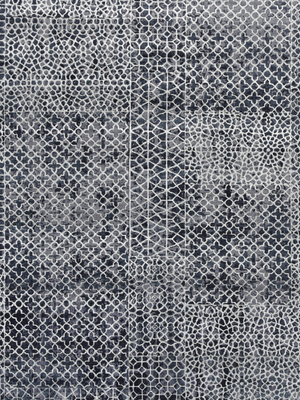 Dravik Hand-Knotted Wool & Bamboo Silk Persian Rug - Charcoal