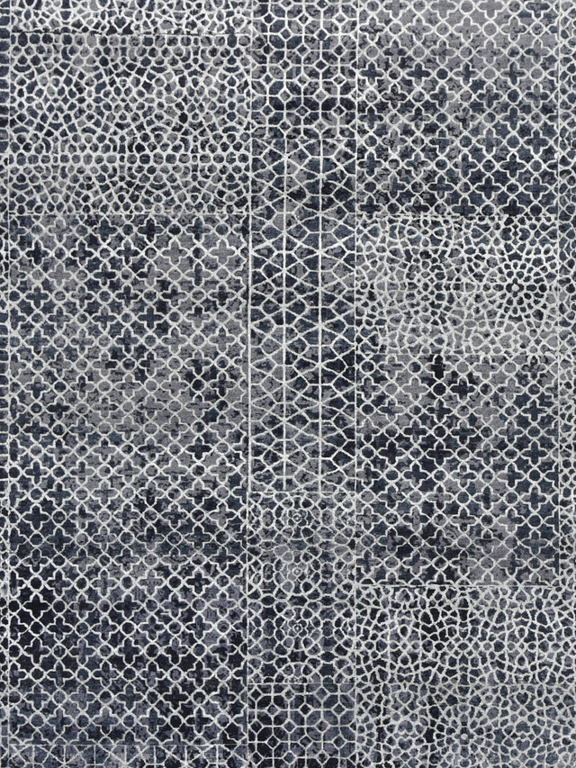 Dravik Hand-Knotted Wool & Bamboo Silk Rug - Charcoal