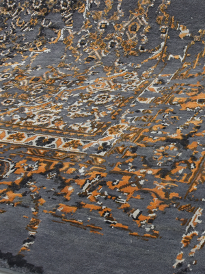 Selka Hand-knotted Wool & Bamboo Silk Rug - Alloy Grey
