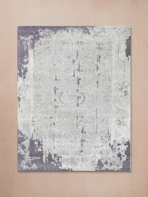 Orlen Hand-knotted Wool & Bamboo Silk Rug - Charcoal