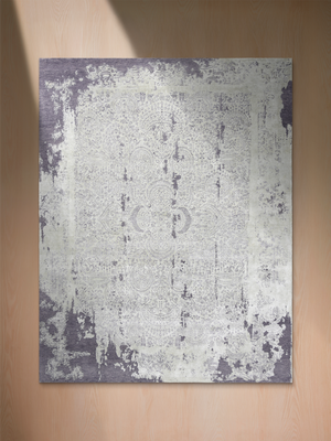Orlen Hand-knotted Wool & Bamboo Silk Rug - Charcoal